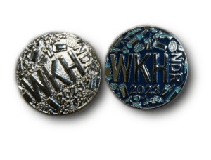 Revuie WKHNDR pin badges on a white background