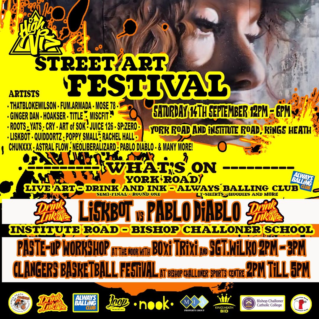 Hi Vis Street Art Festival comes to Kings Heath on Saturday 14th September!